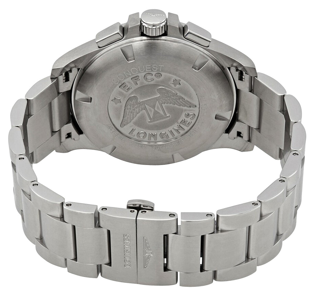 Longines Conquest V.H.P. Chronograph Stainless Steel Blue Dial Perpetual Calendar Date Quartz Mens Watch L3.727.4.96.6 wholesalehk.shop