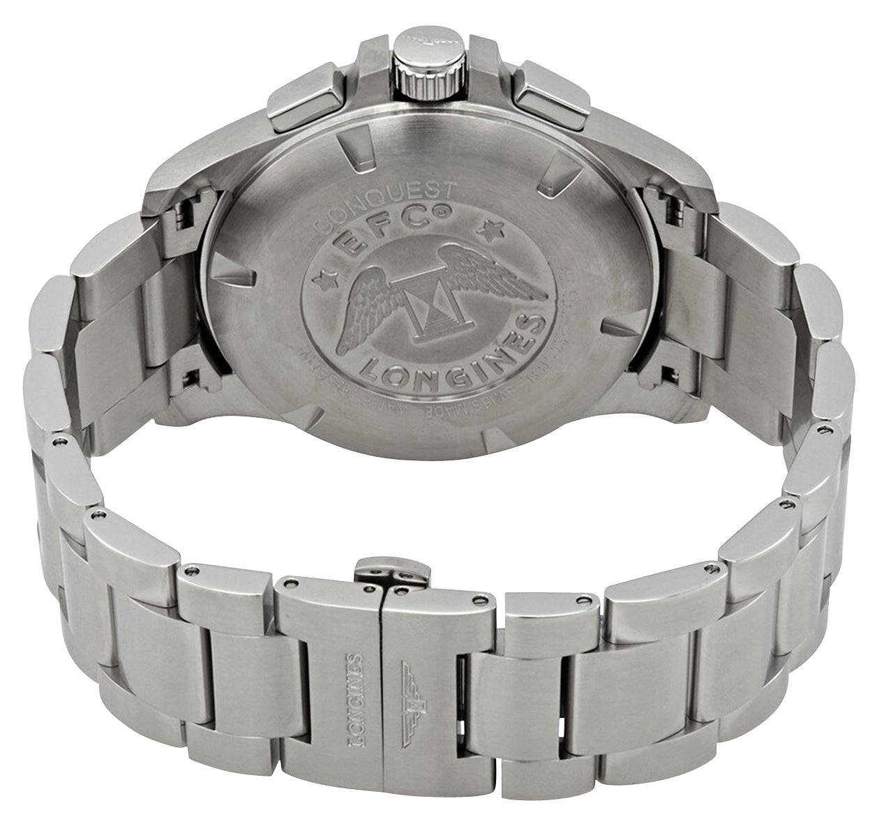 Longines Conquest V.H.P. Chronograph Stainless Steel Blue Dial Perpetual Calendar Date Quartz Mens Watch L3.727.4.96.6 wholesalehk.shop