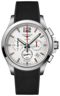 Longines Conquest V.H.P. Chronograph Stainless Steel Silver Dial Black Rubber Strap Perpetual Calendar Date Quartz Mens Watch L3.717.4.76.9 wholesalehk.shop