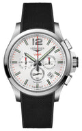 Longines Conquest V.H.P. Chronograph Stainless Steel Silver Dial Black Rubber Strap Perpetual Calendar Date Quartz Mens Watch L3.727.4.76.9 wholesalehk.shop