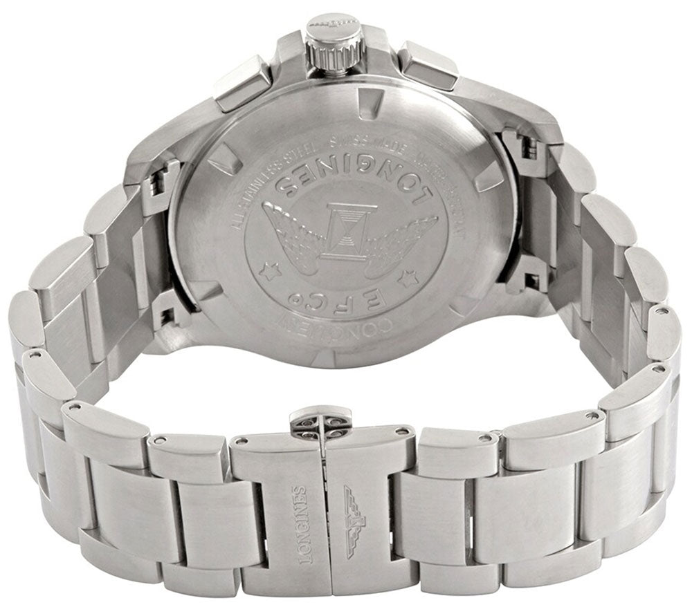 Longines Conquest V.H.P. Chronograph Stainless Steel Silver Dial Perpetual Calendar Date Quartz Mens Watch L3.717.4.76.6 wholesalehk.shop