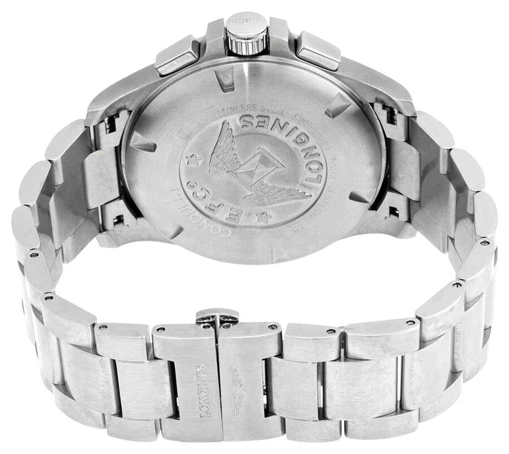 Longines Conquest V.H.P. Chronograph Stainless Steel Silver Dial Perpetual Calendar Date Quartz Mens Watch L3.727.4.76.6 wholesalehk.shop