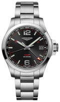 Longines Conquest V.H.P. GMT Stainless Steel Black Dial Perpetual Calendar Date Quartz Mens Watch L3.718.4.56.6 wholesalehk.shop