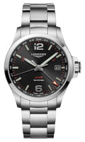 Longines Conquest V.H.P. GMT Stainless Steel Black Dial Perpetual Calendar Date Quartz Mens Watch L3.728.4.56.6 wholesalehk.shop