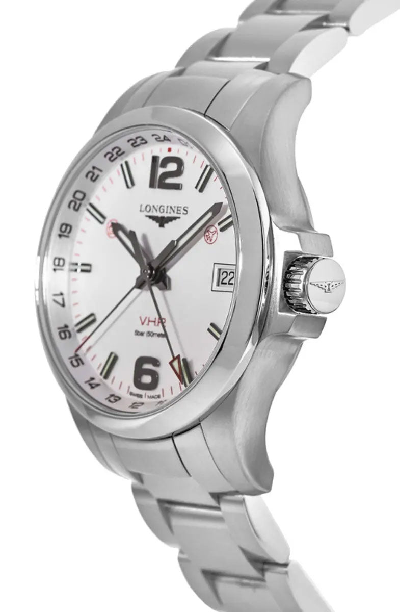 Longines Conquest V.H.P. GMT Stainless Steel Silver Dial Date Quartz Mens Watch L3.718.4.76.6 wholesalehk.shop