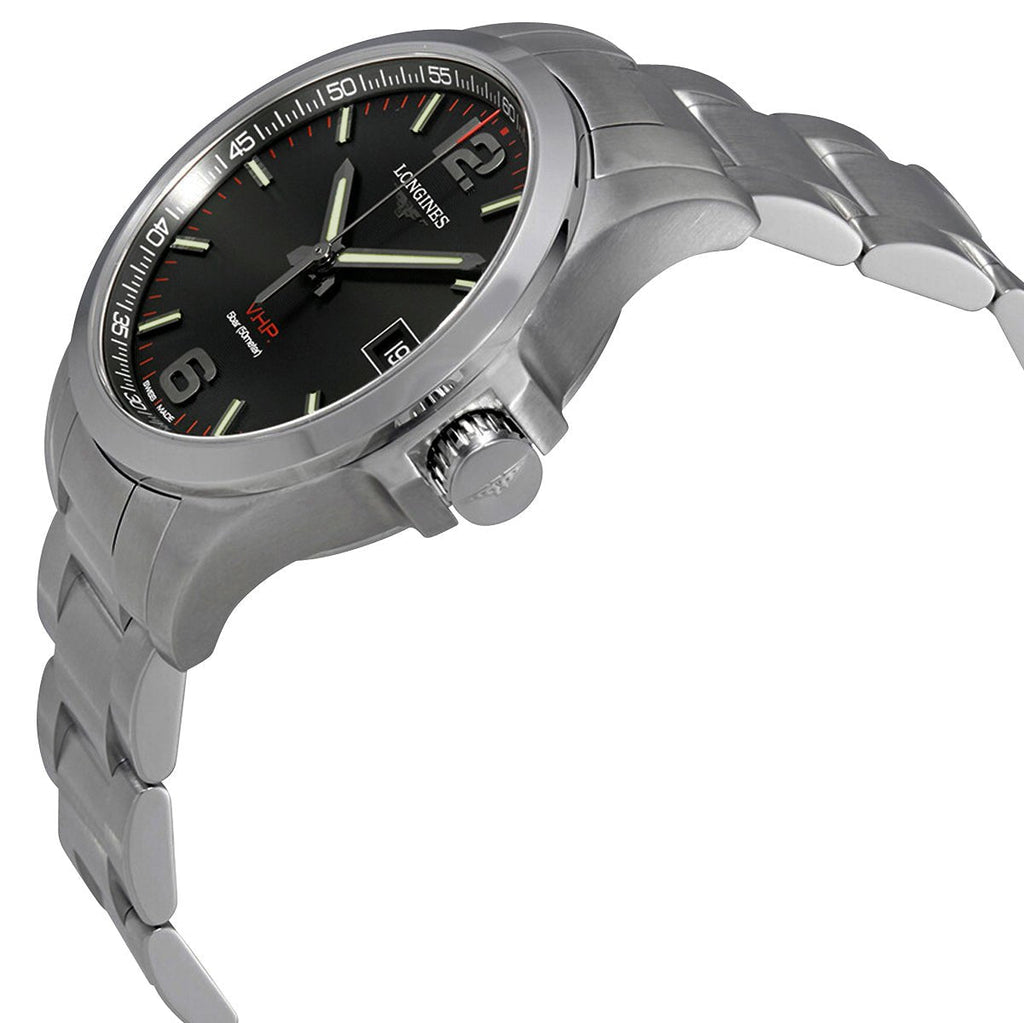 Longines Conquest V.H.P. Stainless Steel Black Dial Perpetual Calendar Date Quartz Mens Watch L3.716.4.56.6 wholesalehk.shop