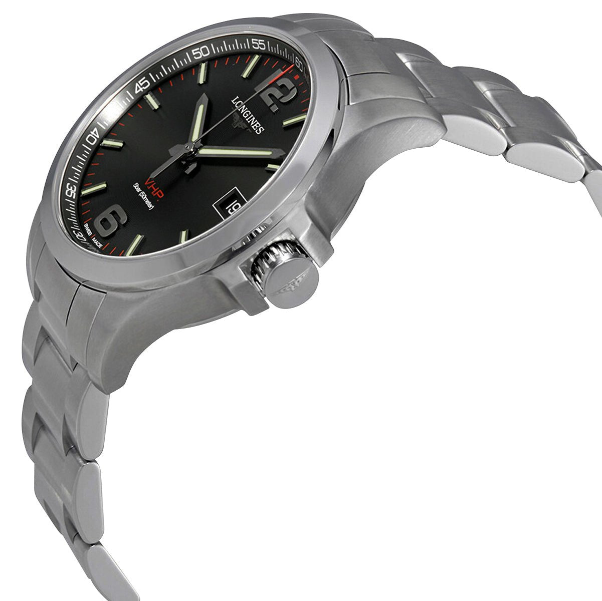 Longines Conquest V.H.P. Stainless Steel Black Dial Perpetual Calendar Date Quartz Mens Watch L3.716.4.56.6 wholesalehk.shop