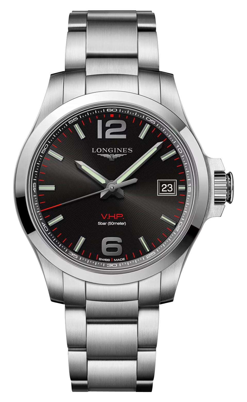 Longines Conquest V.H.P. Stainless Steel Black Dial Perpetual Calendar Date Quartz Mens Watch L3.716.4.56.6 wholesalehk.shop