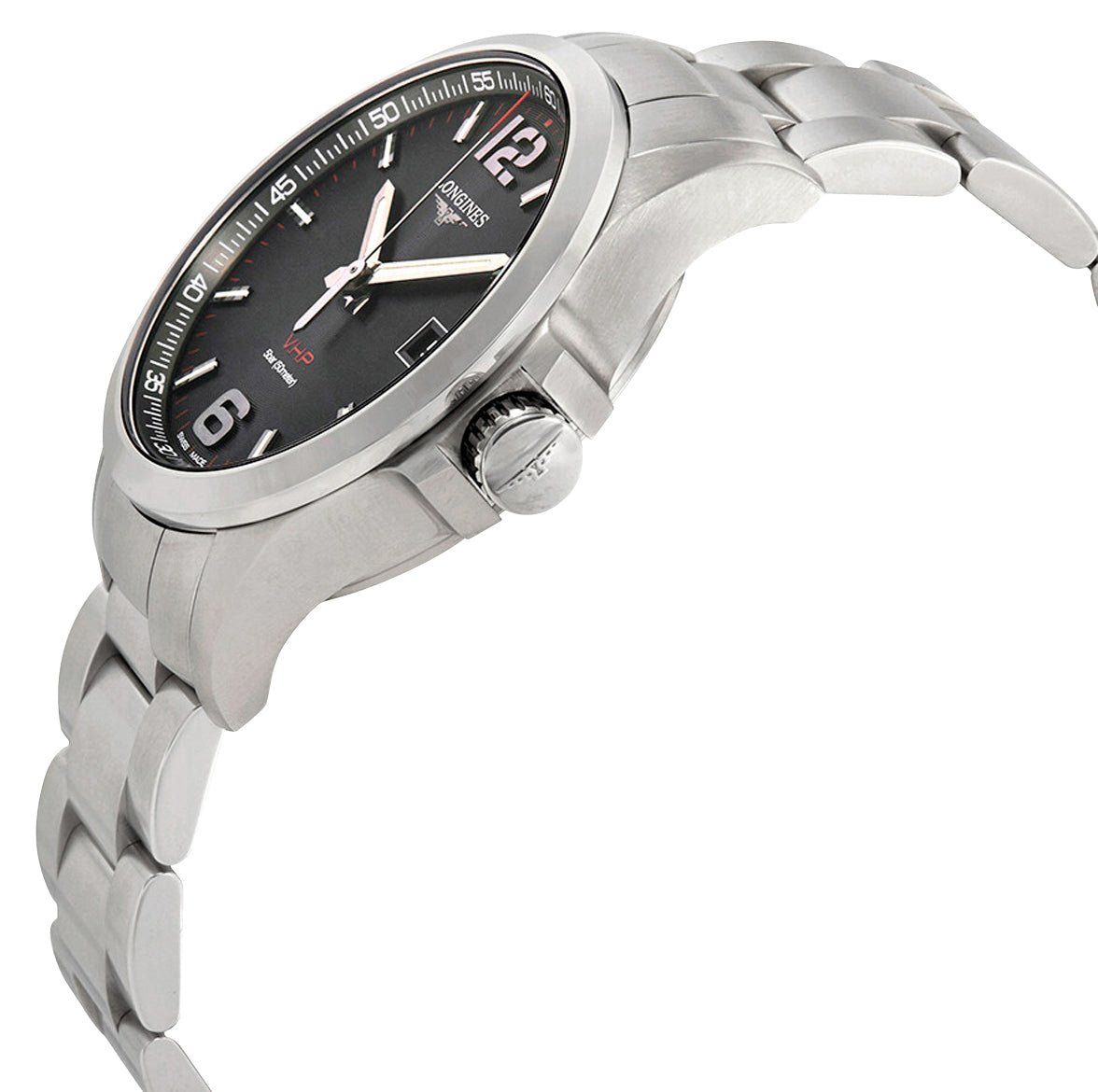 Longines Conquest V.H.P. Stainless Steel Black Dial Perpetual Calendar Date Quartz Mens Watch L3.726.4.56.6 wholesalehk.shop