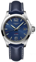 Longines Conquest V.H.P. Stainless Steel Blue Dial Blue Leather Strap Date Quartz Mens Watch L3.726.4.96.7 wholesalehk.shop