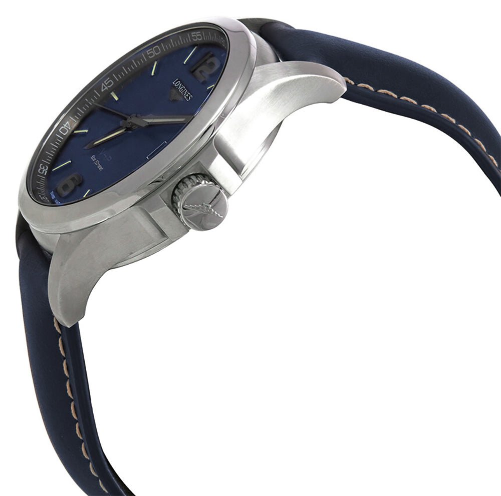 Longines Conquest V.H.P. Stainless Steel Blue Dial Blue Leather Strap Perpetual Calendar Date Quartz Mens Watch L3.716.4.96.0 wholesalehk.shop
