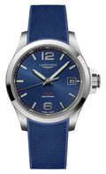 Longines Conquest V.H.P. Stainless Steel Blue Dial Blue Rubber Strap Perpetual Calendar Date Quartz Mens Watch L3.716.4.96.9 wholesalehk.shop