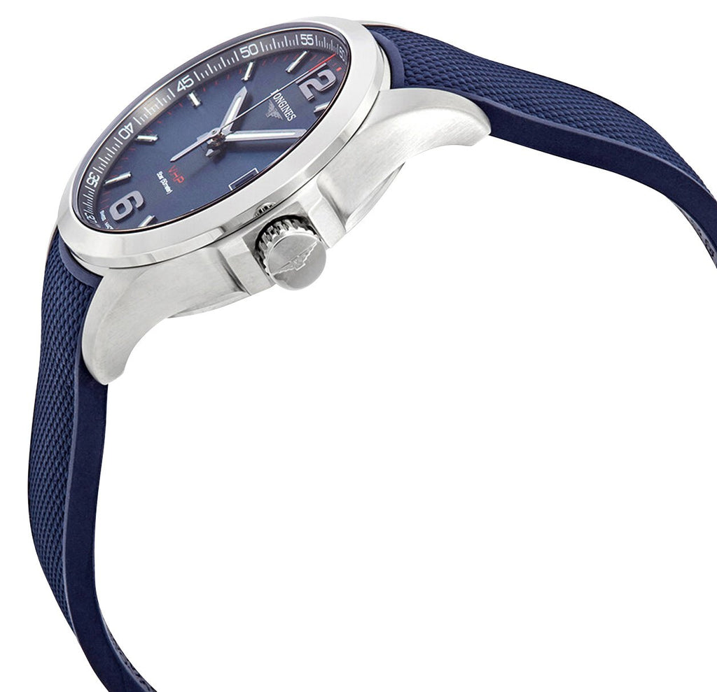 Longines Conquest V.H.P. Stainless Steel Blue Dial Blue Rubber Strap Perpetual Calendar Date Quartz Mens Watch L3.716.4.96.9 wholesalehk.shop