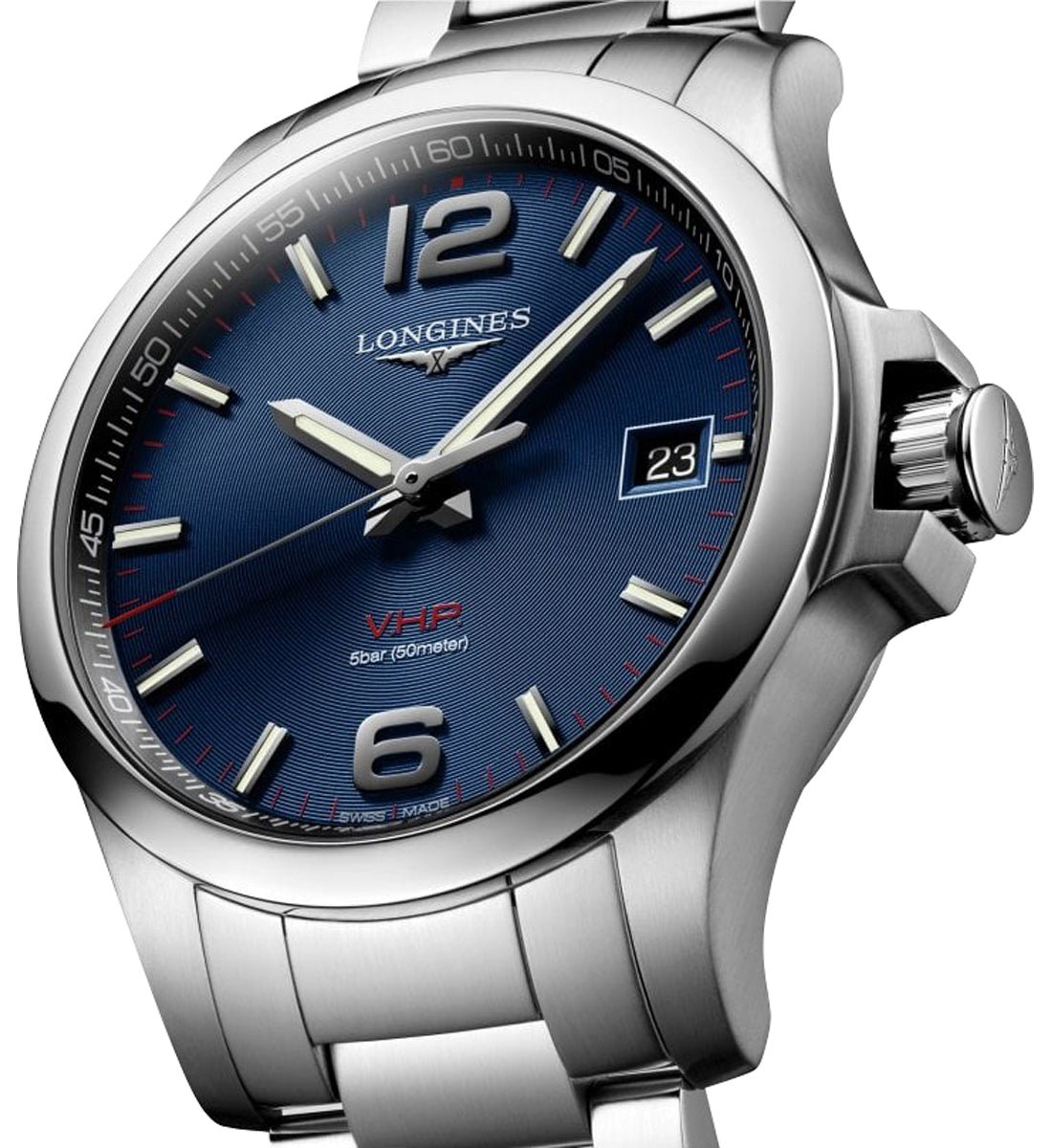 Longines Conquest V.H.P. Stainless Steel Blue Dial Perpetual Calendar Date Quartz Mens Watch L3.716.4.96.6 wholesalehk.shop
