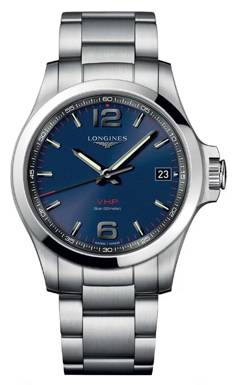 Longines Conquest V.H.P. Stainless Steel Blue Dial Perpetual Calendar Date Quartz Mens Watch L3.716.4.96.6 wholesalehk.shop