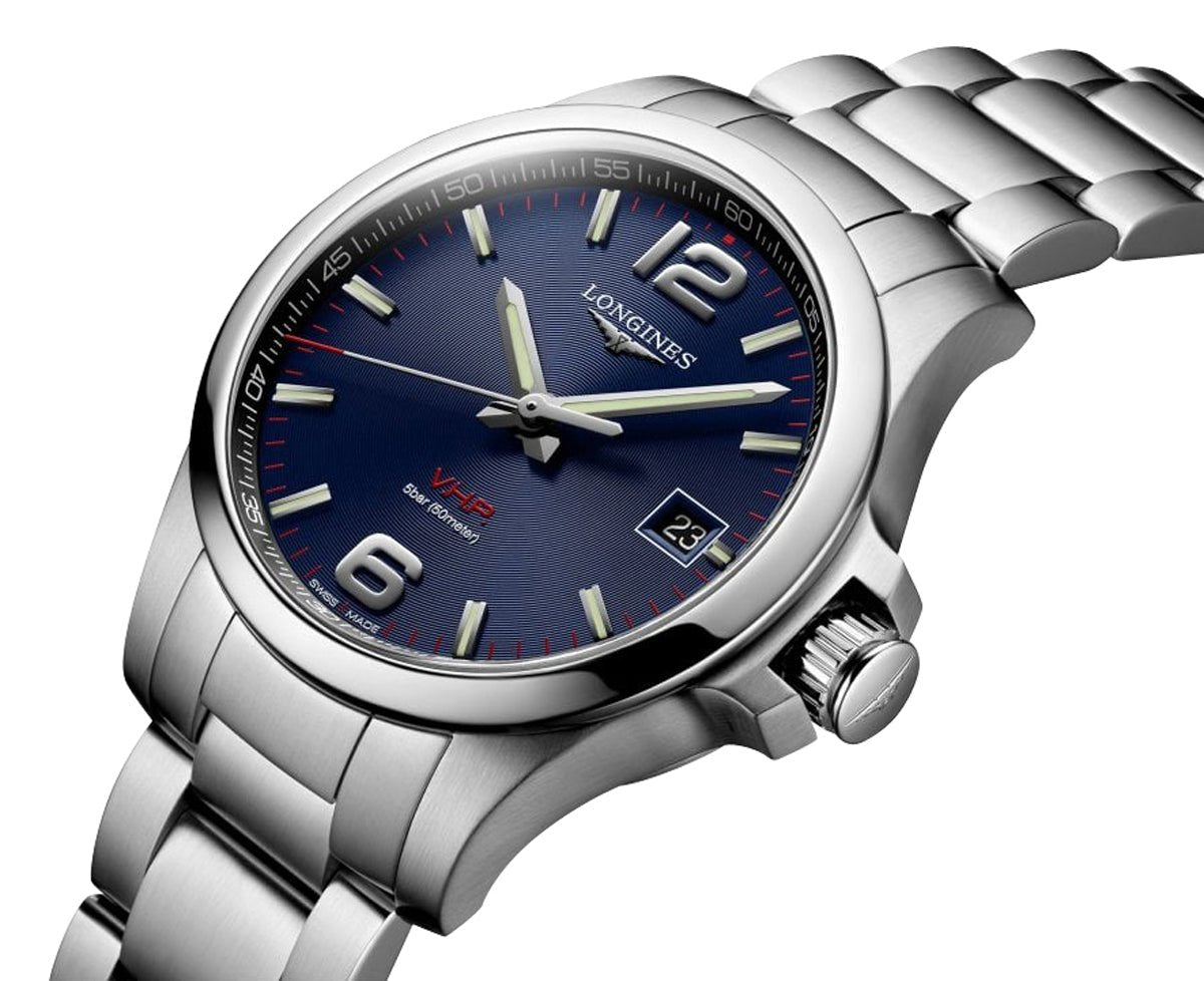Longines Conquest V.H.P. Stainless Steel Blue Dial Perpetual Calendar Date Quartz Mens Watch L3.716.4.96.6 wholesalehk.shop