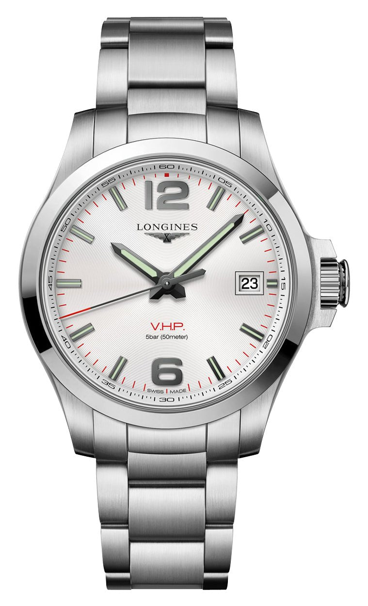 Longines Conquest V.H.P. Stainless Steel Silver Dial Perpetual Calendar Date Quartz Mens Watch L3.716.4.76.6 wholesalehk.shop