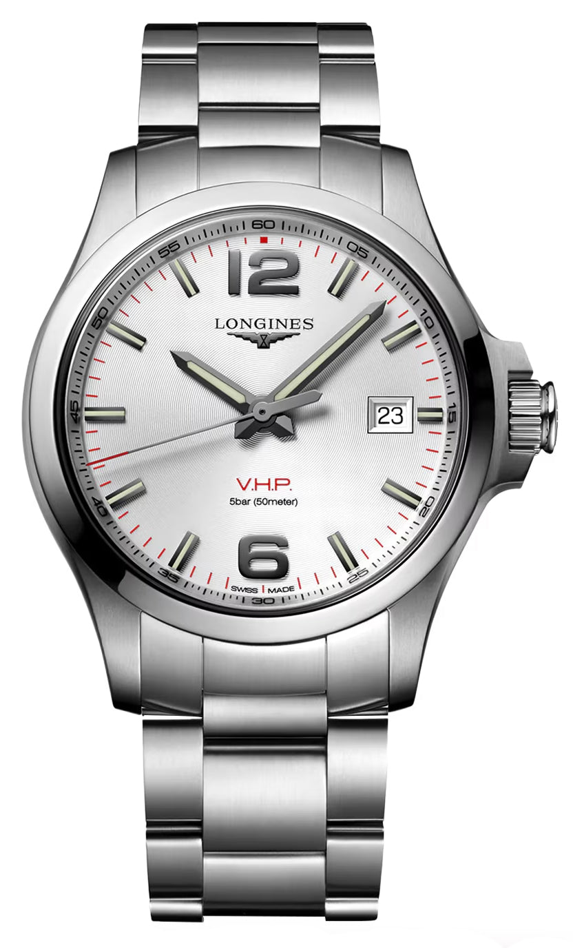 Longines Conquest V.H.P. Stainless Steel Silver Dial Perpetual Calendar Date Quartz Mens Watch L3.726.4.76.6 wholesalehk.shop