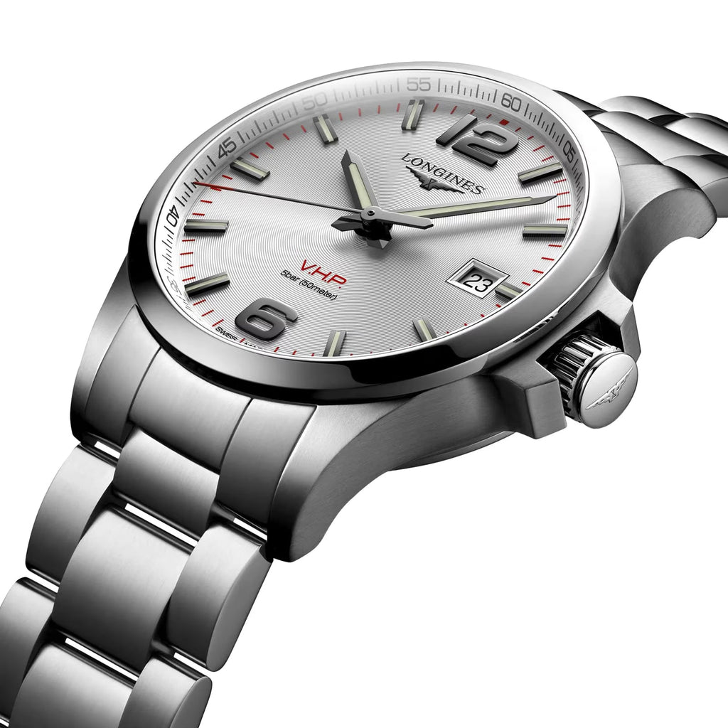 Longines Conquest V.H.P. Stainless Steel Silver Dial Perpetual Calendar Date Quartz Mens Watch L3.726.4.76.6 wholesalehk.shop