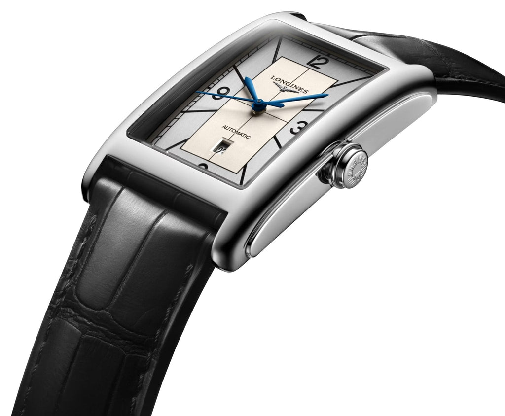 Longines DolceVita Automatic Stainless Steel Silver Dial Black Leather Strap Date Mens Watch L5.767.4.73.0 wholesalehk.shop
