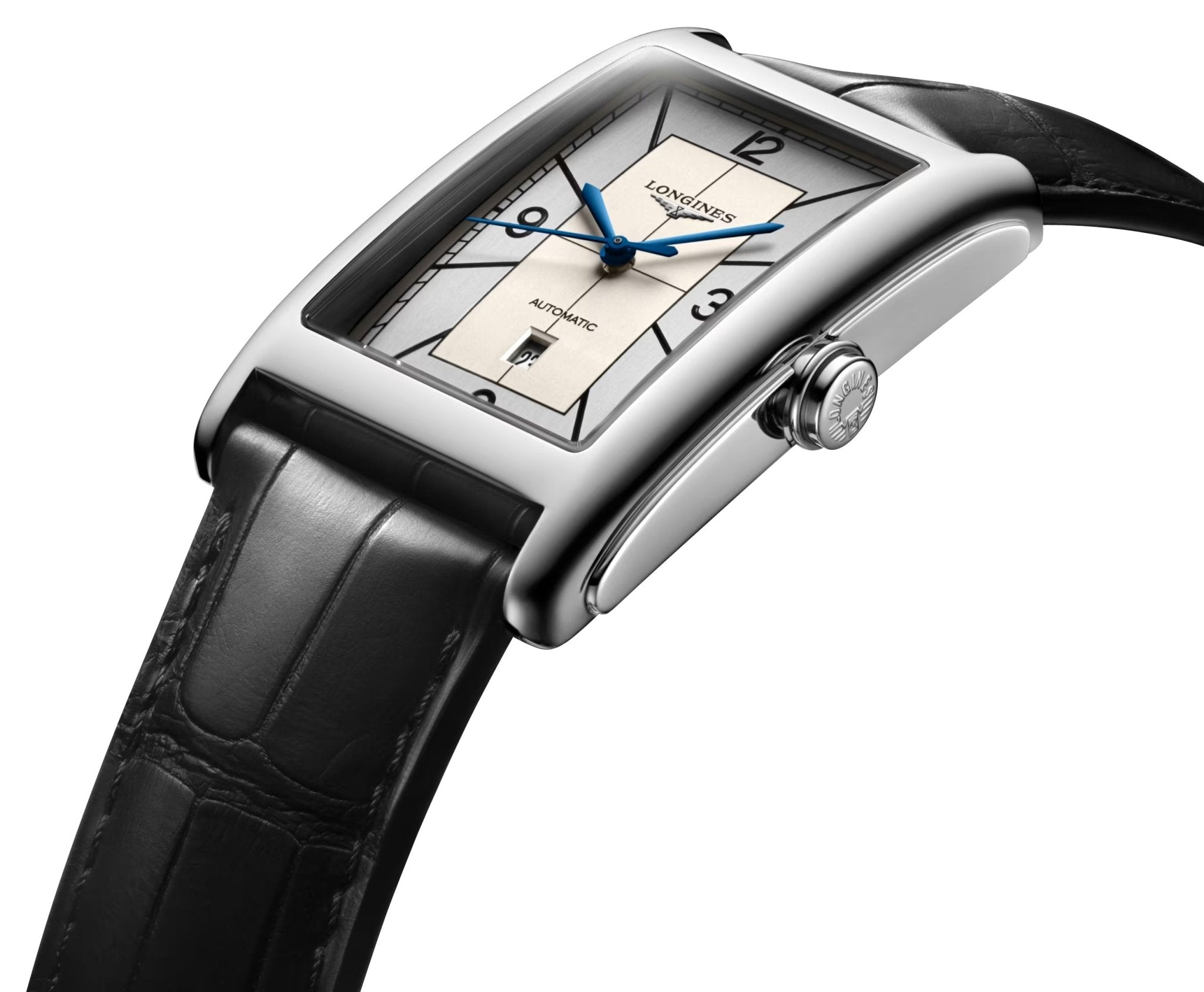 Longines DolceVita Automatic Stainless Steel Silver Dial Black Leather Strap Date Mens Watch L5.767.4.73.0 wholesalehk.shop