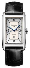 Longines DolceVita Automatic Stainless Steel Silver Dial Black Leather Strap Date Mens Watch L5.767.4.73.0 wholesalehk.shop