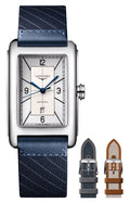 Longines DolceVita Automatic Stainless Steel Silver Dial Interchangeable Blue/Gray/Brown Fabric Straps Date Unisex Watch L5.757.4.73.8 wholesalehk.shop