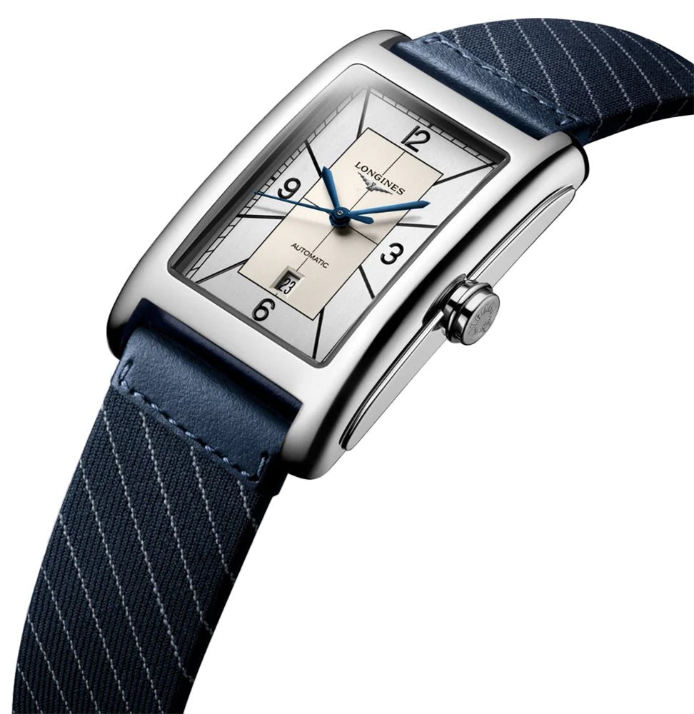 Longines DolceVita Automatic Stainless Steel Silver Dial Interchangeable Blue/Gray/Brown Fabric Straps Date Unisex Watch L5.757.4.73.8 wholesalehk.shop
