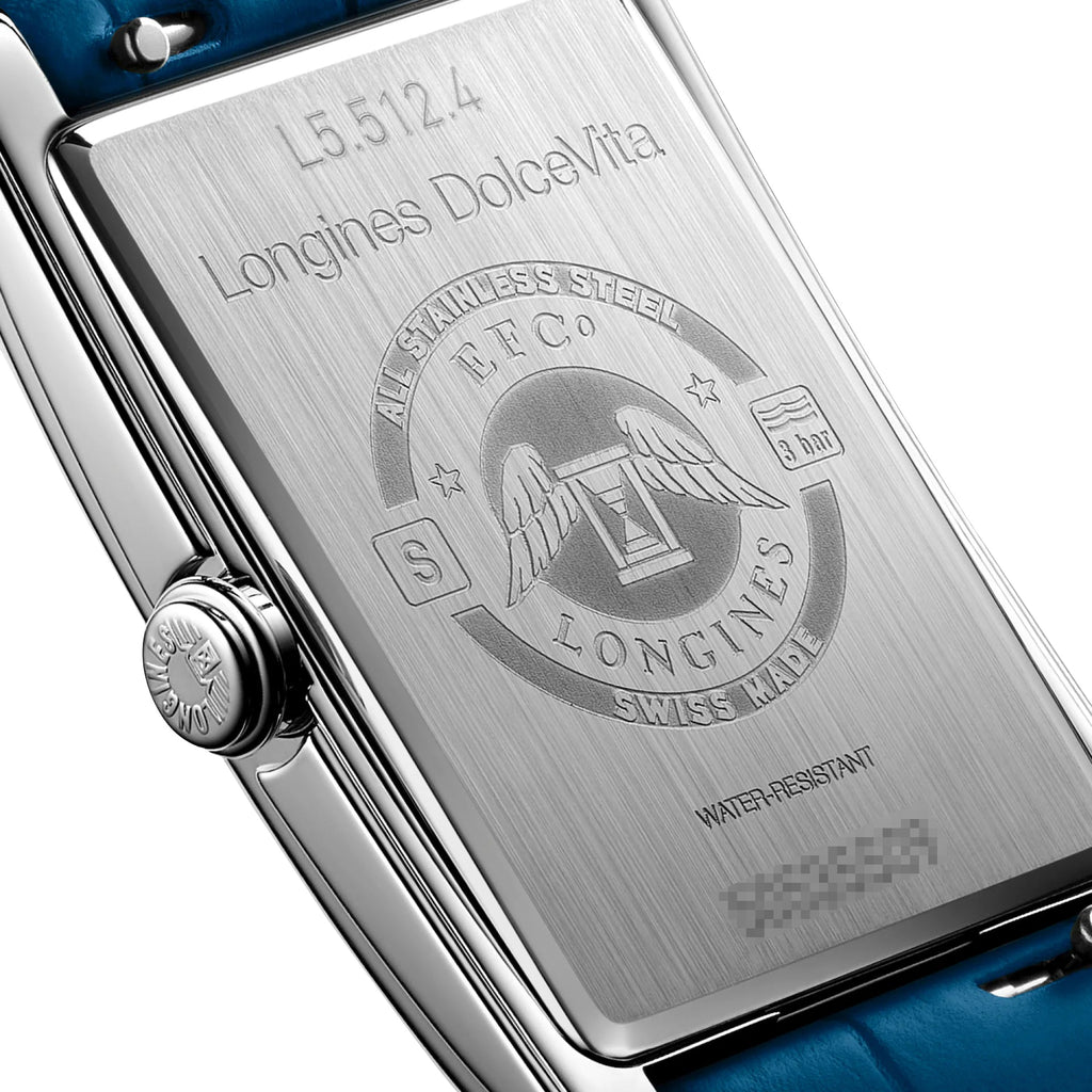 Longines DolceVita Monochrome Stainless Steel Blue Dial Blue Leather Strap Quartz Womens Watch L5.512.4.90.2 wholesalehk.shop