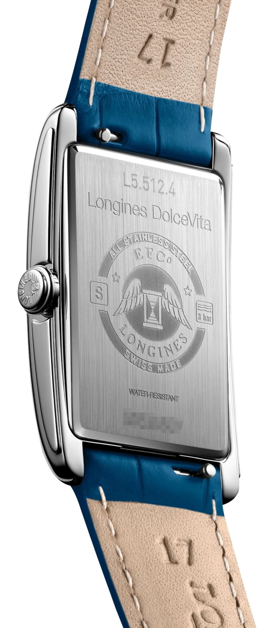 Longines DolceVita Monochrome Stainless Steel Blue Dial Blue Leather Strap Quartz Womens Watch L5.512.4.90.2 wholesalehk.shop