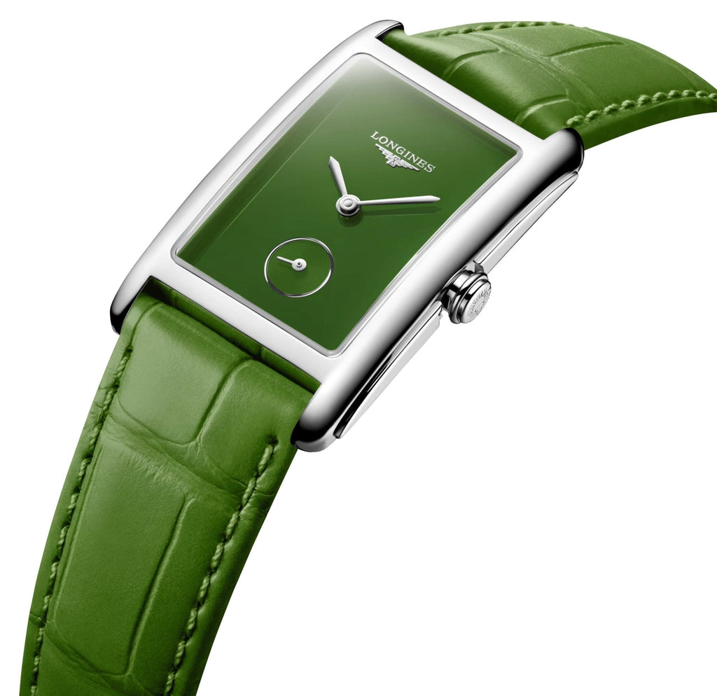 Longines DolceVita Monochrome Stainless Steel Green Dial Green Leather Strap Quartz Womens Watch L5.512.4.60.2 wholesalehk.shop