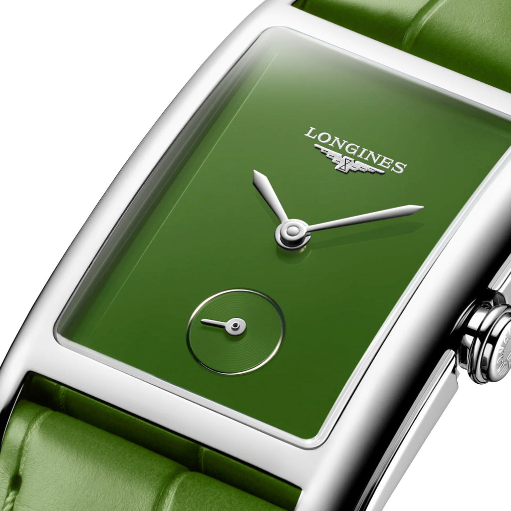 Longines DolceVita Monochrome Stainless Steel Green Dial Green Leather Strap Quartz Womens Watch L5.512.4.60.2 wholesalehk.shop