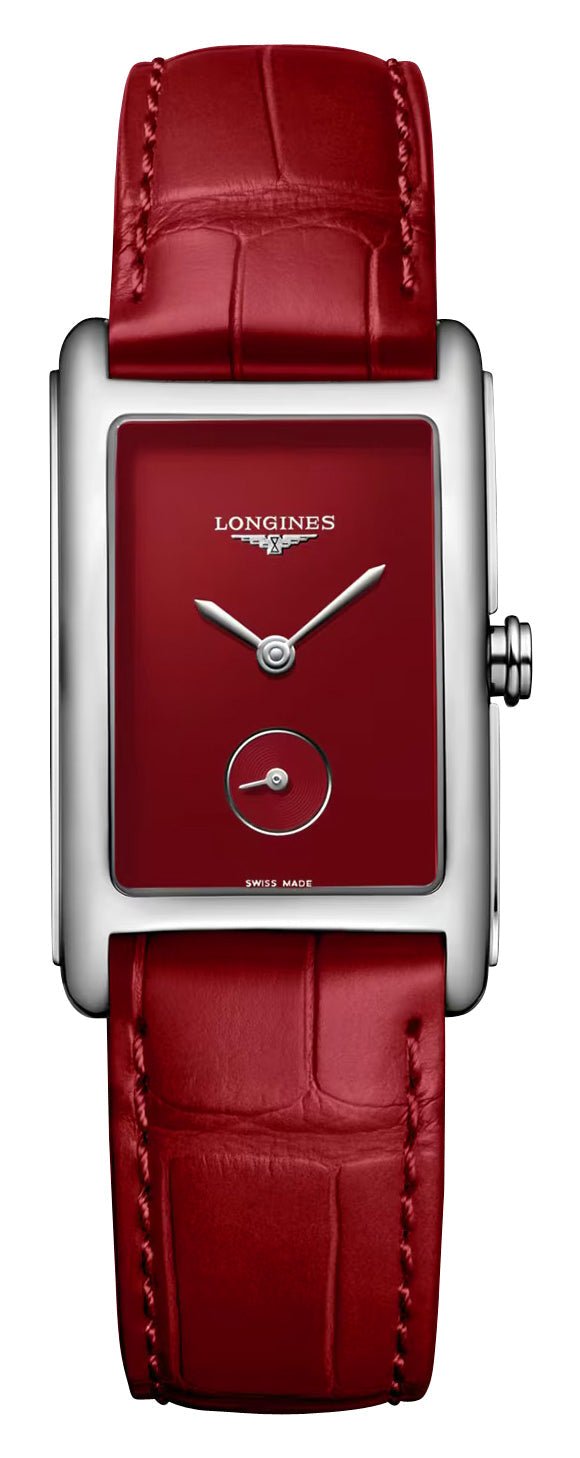 Longines DolceVita Monochrome Stainless Steel Red Dial Red Leather Strap Quartz Womens Watch L5.512.4.91.2 wholesalehk.shop