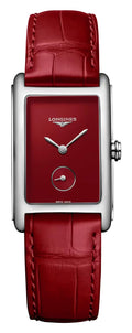 Longines DolceVita Monochrome Stainless Steel Red Dial Red Leather Strap Quartz Womens Watch L5.512.4.91.2 wholesalehk.shop
