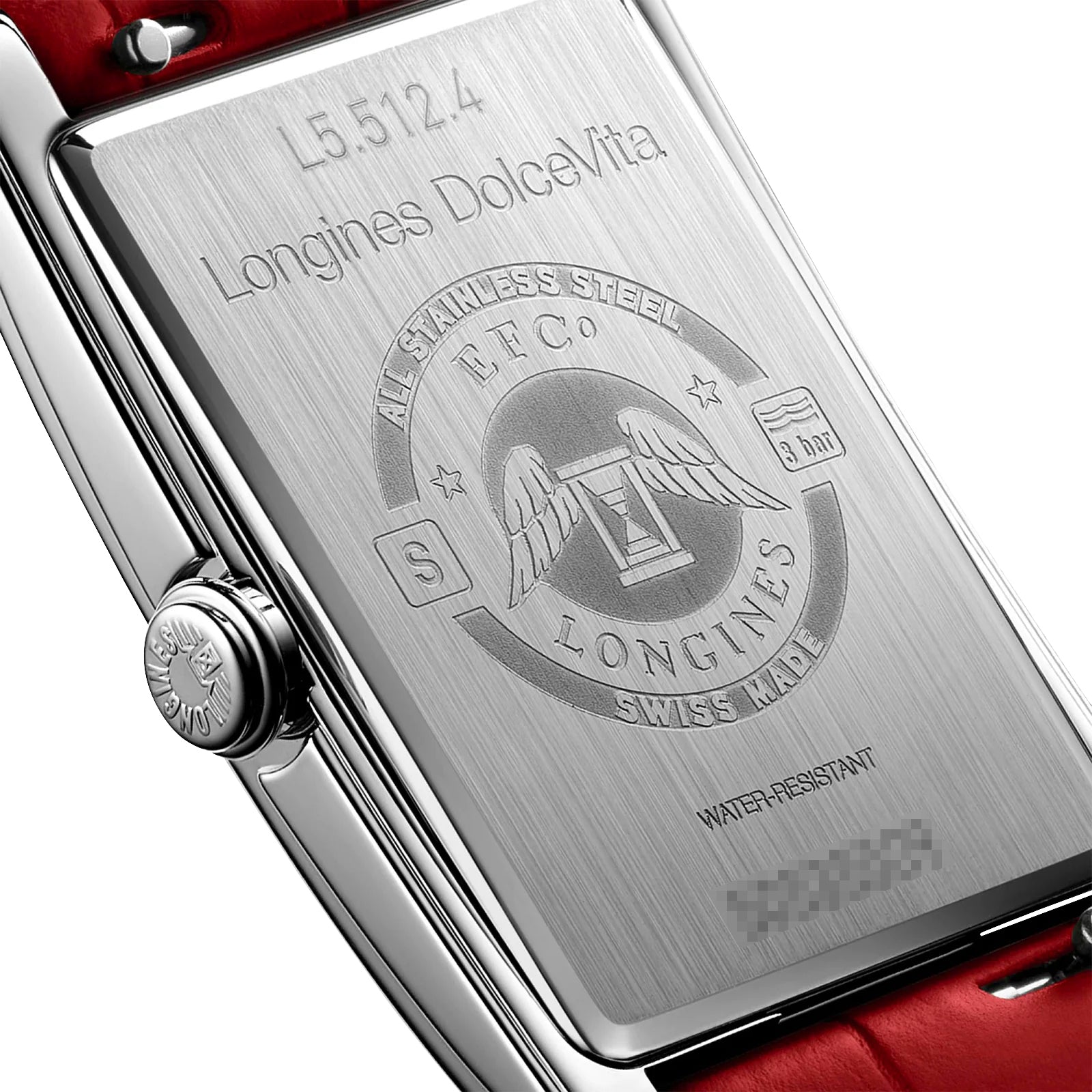 Longines DolceVita Monochrome Stainless Steel Red Dial Red Leather Strap Quartz Womens Watch L5.512.4.91.2 wholesalehk.shop
