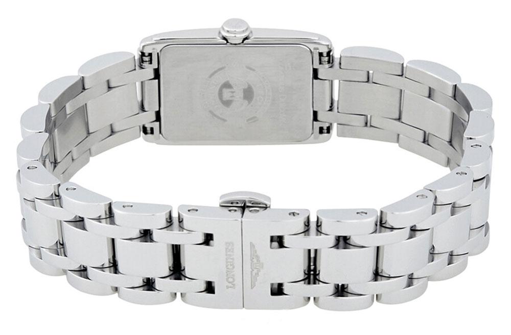 Longines DolceVita Stainless Steel Mother-Of-Pearl Dial Diamonds Rectangle Quartz Womens Watch L5.258.4.87.6 wholesalehk.shop