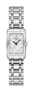 Longines DolceVita Stainless Steel Mother-Of-Pearl Dial Diamonds Rectangle Quartz Womens Watch L5.258.4.87.6 wholesalehk.shop