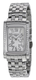 Longines DolceVita Stainless Steel Mother-Of-Pearl Dial Diamonds Rectangle Quartz Womens Watch L5.502.0.97.6 wholesalehk.shop