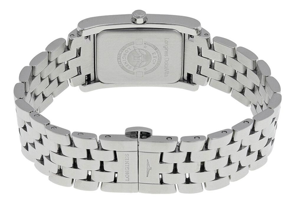 Longines DolceVita Stainless Steel Mother-Of-Pearl Dial Diamonds Rectangle Quartz Womens Watch L5.502.0.97.6 wholesalehk.shop