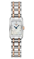 Longines DolceVita Stainless Steel & Rose Gold Mother-Of-Pearl Dial Diamonds Rectangle Quartz Womens Watch L5.258.5.87.7 wholesalehk.shop