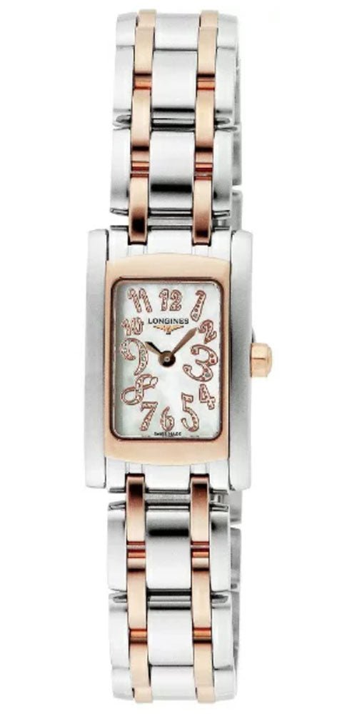 Longines DolceVita Stainless Steel & Rose Gold Mother-Of-Pearl Dial Rectangle Quartz Womens Watch L5.158.5.97.7 wholesalehk.shop