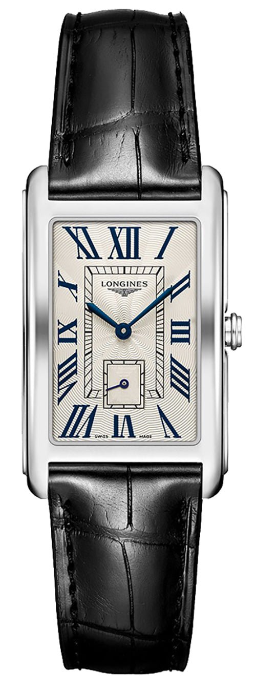 Longines DolceVita Stainless Steel Silver Dial Black Leather Strap Quartz Womens Watch L5.755.4.71.1 wholesalehk.shop