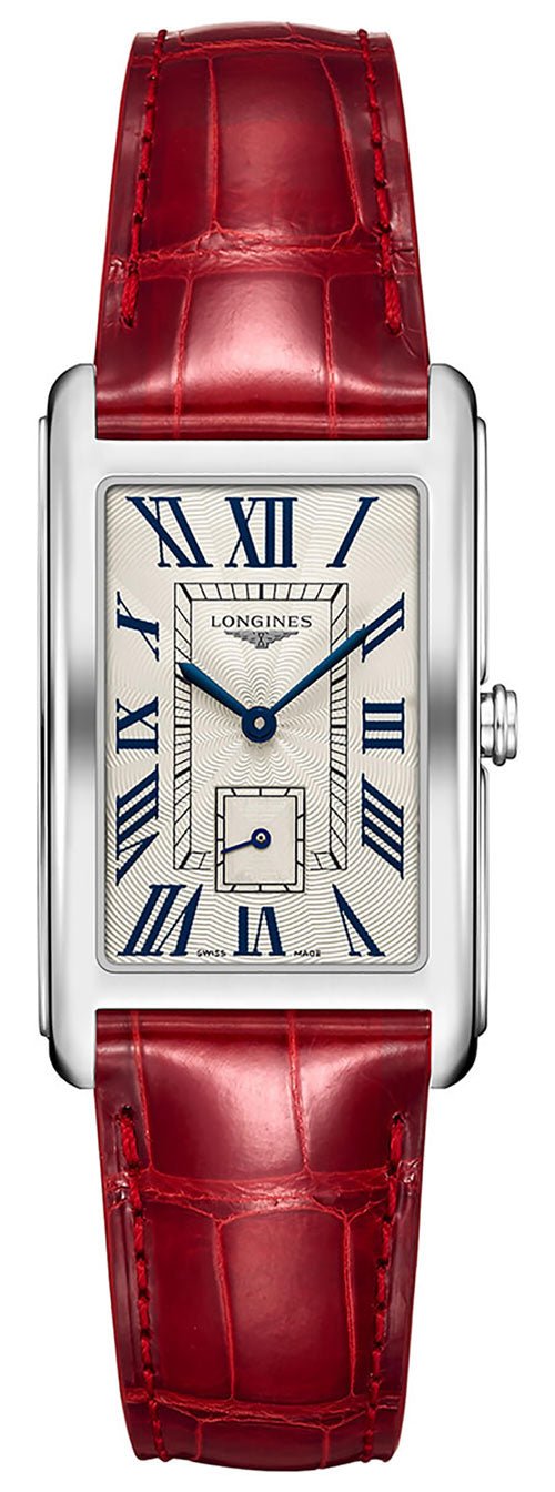 Longines DolceVita Stainless Steel Silver Dial Red Leather Strap Quartz Womens Watch L5.755.4.71.5 wholesalehk.shop