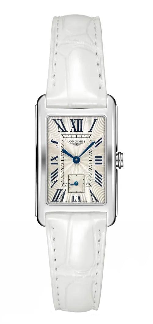 Longines DolceVita Stainless Steel Silver Dial White Leather Strap Quartz Womens Watch L5.512.4.71.2 wholesalehk.shop