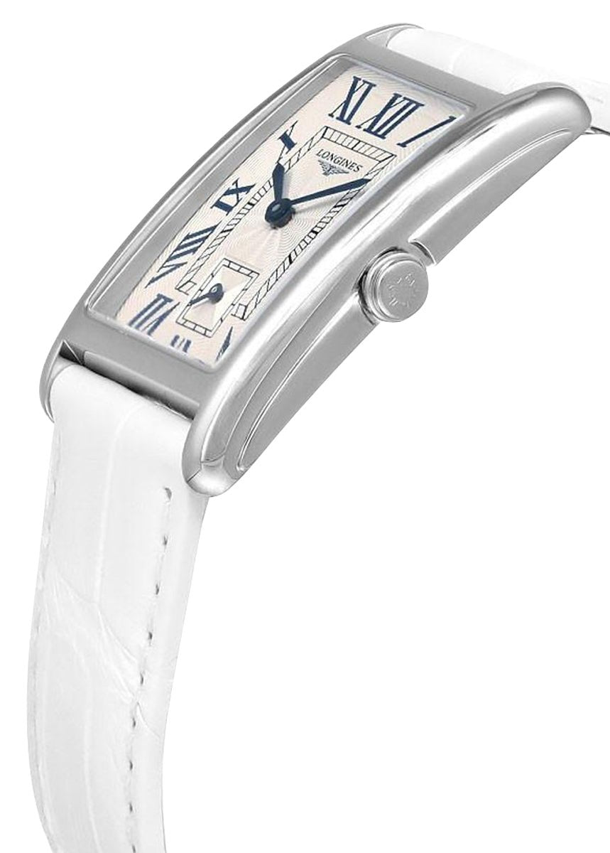 Longines DolceVita Stainless Steel Silver Dial White Leather Strap Quartz Womens Watch L5.512.4.71.2 wholesalehk.shop