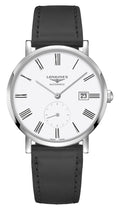 Longines Elegant Automatic Stainless Steel White Dial Black Leather Strap Date Unisex Watch L4.812.4.11.0 wholesalehk.shop