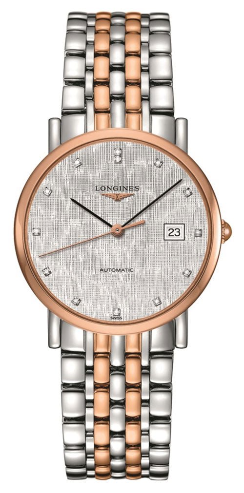 Longines Elegant Automatic Two-Tone Stainless Steel Silver Dial Diamonds Womens Watch L4.809.5.77.7 wholesalehk.shop