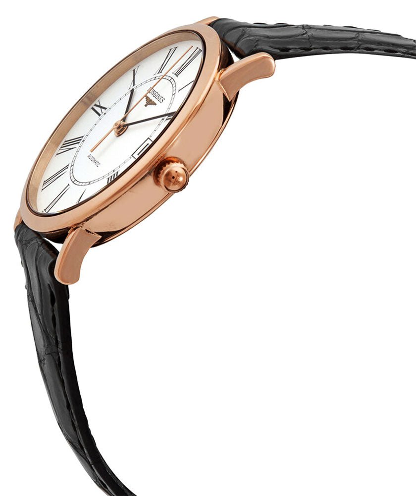 Longines Elegant Collection Automatic 18kt Rose Gold Mens Watch White Dial Calendar L4.778.8.11.0 wholesalehk.shop