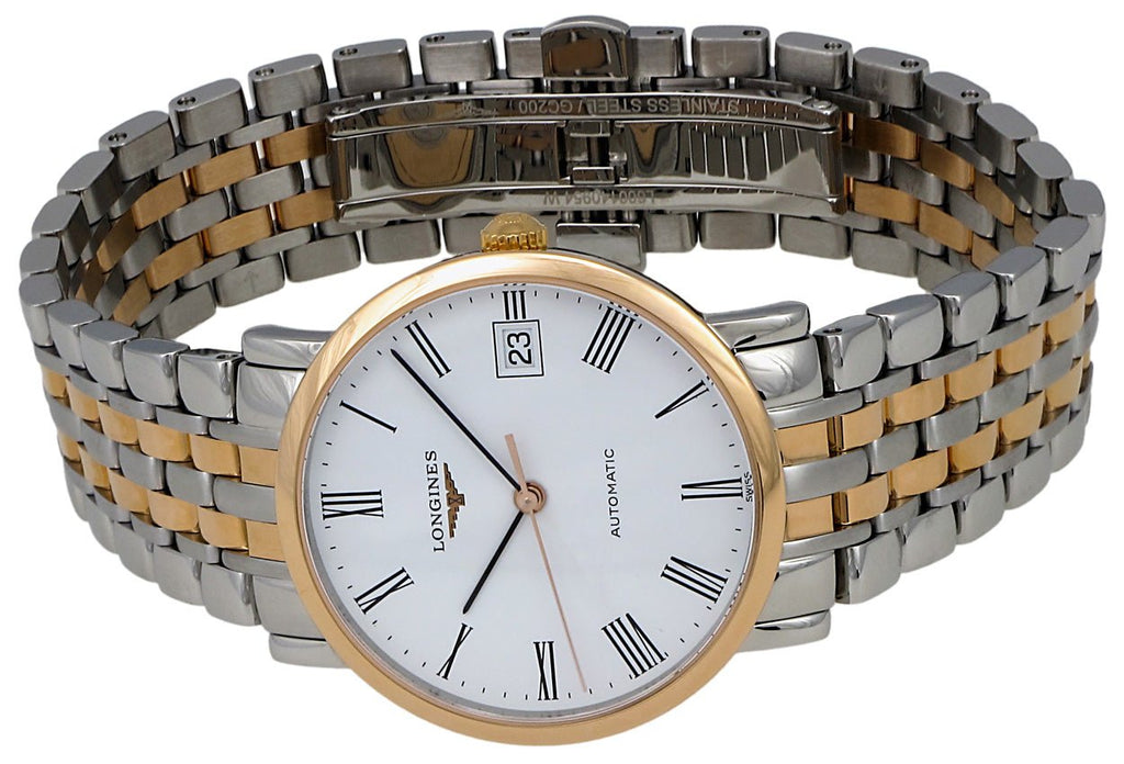 Longines Elegant Collection Automatic Steel & 18k Rose Gold Plated Mens Watch L4.809.5.11.7 wholesalehk.shop