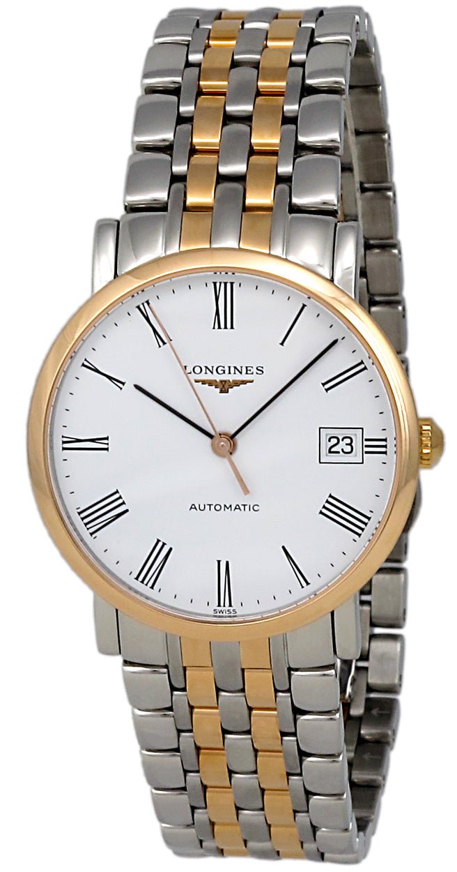 Longines Elegant Collection Automatic Steel & 18k Rose Gold Plated Mens Watch L4.809.5.11.7 wholesalehk.shop